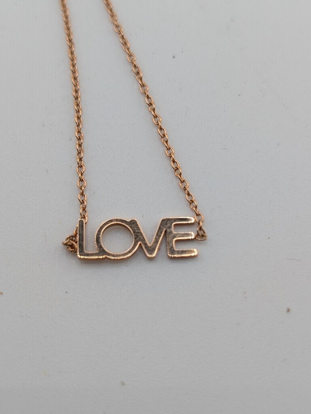 Chain Bracelet 7.5 Inch LOVE Script Rose Gold Tone